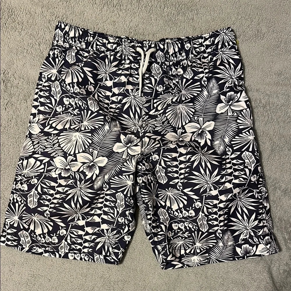 Lands' End boys size large 14-16 Blue and White swim trunks